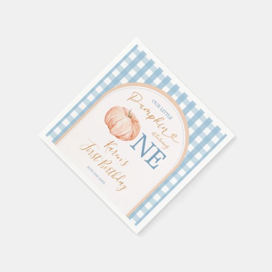 Serviette En Papier Citrouille orange Boho Bleu En vichy 1er anniversa (Coin)