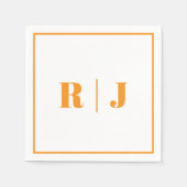 Serviette En Papier Citrouille Orange Monogram Simple Automne Mariage  (Devant)