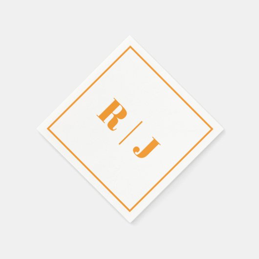 Serviette En Papier Citrouille Orange Monogram Simple Automne Mariage  (Coin)