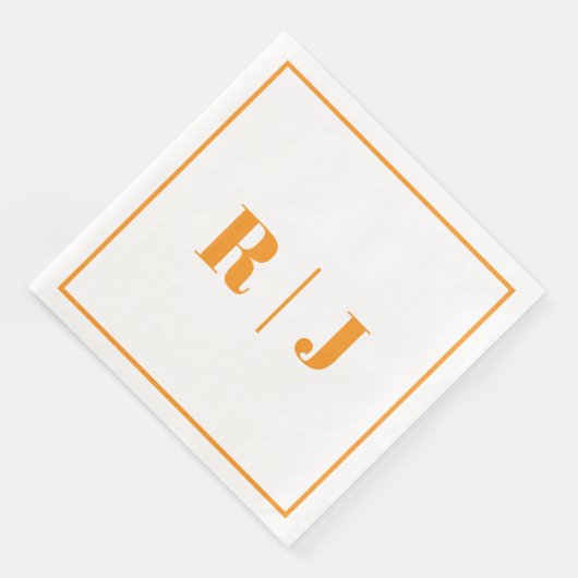 Serviette En Papier Citrouille Orange Monogramme Automne Mariage Autom (Coin)