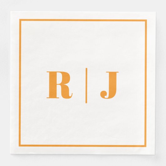 Serviette En Papier Citrouille Orange Monogramme Automne Mariage Autom (Devant)