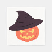 Serviette En Papier Citrouille orange rétro Happy Halloween Napkins (Devant)