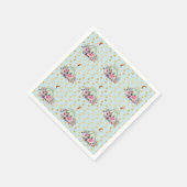 Serviette En Papier Citrouille pastel élégant automne floral turquoise (Coin)