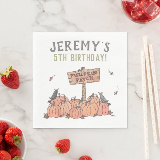 Serviette En Papier Citrouille Patch Anniversaire (En situation)
