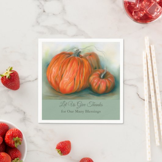 Serviette En Papier Citrouille Patch Automne Trio Pastel Art Thanksgiv (En situation)