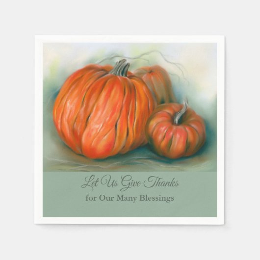 Serviette En Papier Citrouille Patch Automne Trio Pastel Art Thanksgiv (Devant)