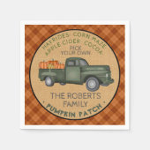 Serviette En Papier Citrouille Patch Farm Rustic Automne Plaid Camion  (Devant)