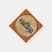 Serviette En Papier Citrouille Patch Farm Rustic Automne Plaid Camion  (Coin)