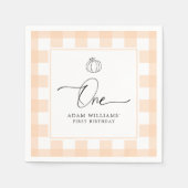 Serviette En Papier Citrouille Peach En vichy Premier Anniversaire Pap (Devant)