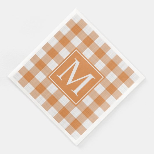Serviette En Papier Citrouille personnalisé Orange En vichy Motif (Coin)