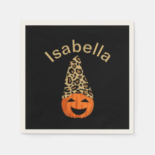Serviette En Papier Citrouille Portant Un Casquette léopard