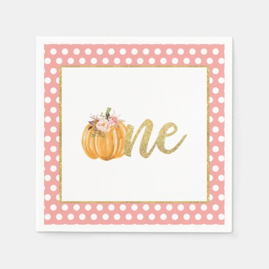 Serviette En Papier Citrouille Premier Anniversaire Napkin - Chiffres  (Devant)
