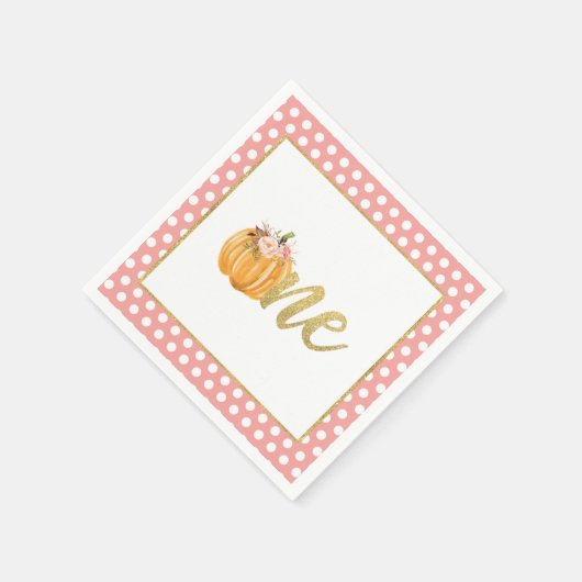 Serviette En Papier Citrouille Premier Anniversaire Napkin - Chiffres  (Coin)