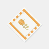 Serviette En Papier Citrouille Premier Anniversaire Napkin - Garçon Or (Coin)