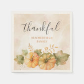 Serviette En Papier Citrouille Remerciements Famille Automne Thanksgiv (Devant)