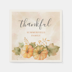 Serviette En Papier Citrouille Remerciements Famille Automne Thanksgiv
