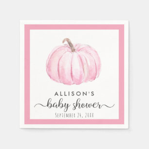 Serviette En Papier Citrouille rose Aquarelle Bébé Fille Douche