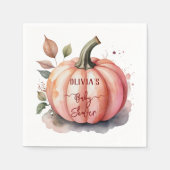 Serviette En Papier Citrouille rose Aquarelle Boho Baby Girl Douche (Devant)