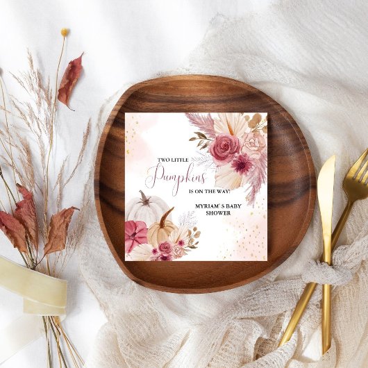 Serviette En Papier Citrouille rose automne Baby shower floral fille