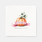 Serviette En Papier Citrouille rose automne Fête d'anniversaire fille (Devant)