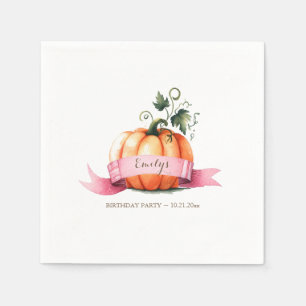 Serviette En Papier Citrouille rose automne Fête d'anniversaire fille
