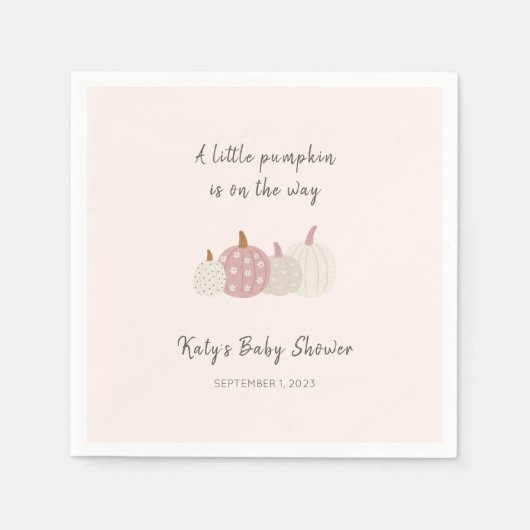 Serviette En Papier Citrouille rose ChuteBébé Douche Fille Cocktail Na (Devant)