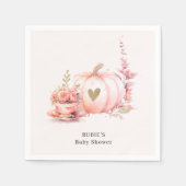 Serviette En Papier Citrouille rose pâle Floral Gold Heart (Devant)