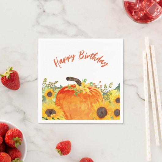 Serviette En Papier Citrouille rustique automne anniversaire (En situation)
