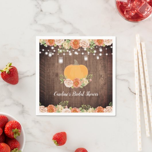 Serviette En Papier Citrouille rustique automne Fête des mariées flora (En situation)