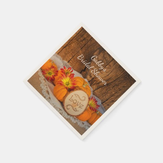 Serviette En Papier Citrouille rustique Automne Grange Fête des mariée (Coin)