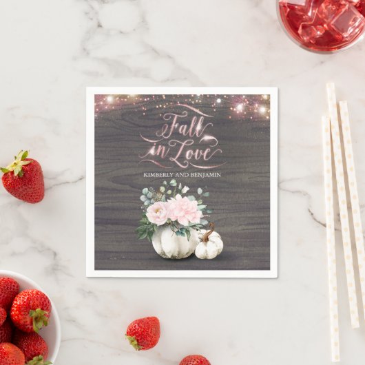 Serviette En Papier Citrouille Rustique Automne rose Floral Mariage (En situation)