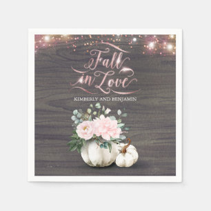Serviette En Papier Citrouille Rustique Automne rose Floral Mariage