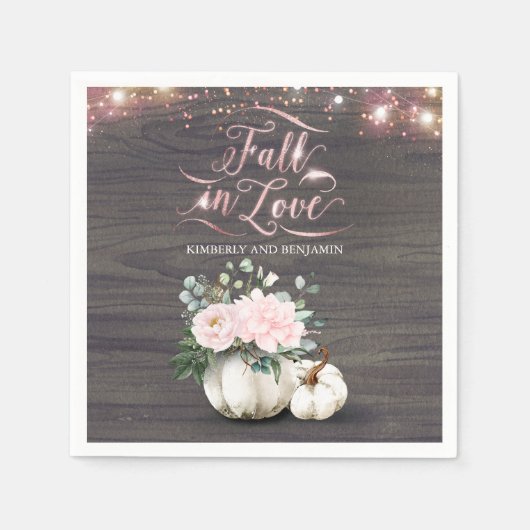 Serviette En Papier Citrouille Rustique Automne rose Floral Mariage (Devant)