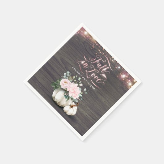 Serviette En Papier Citrouille Rustique Automne rose Floral Mariage (Coin)