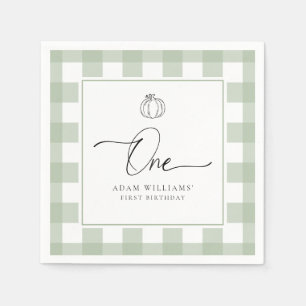 Serviette En Papier Citrouille Sage Green En vichy premier anniversair
