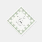 Serviette En Papier Citrouille Sage Green En vichy premier anniversair (Coin)