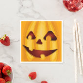 Serviette En Papier Citrouille sculpté souriant design Halloween (En situation)