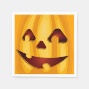 Serviette En Papier Citrouille sculpté souriant design Halloween