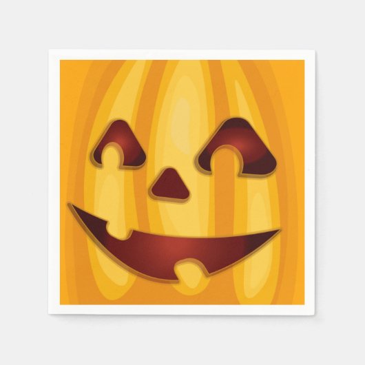 Serviette En Papier Citrouille sculpté souriant design Halloween (Devant)