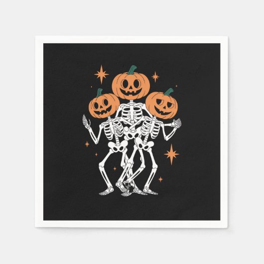 Serviette En Papier Citrouille Skeleton Halloween Citrouille saison Éf (Devant)