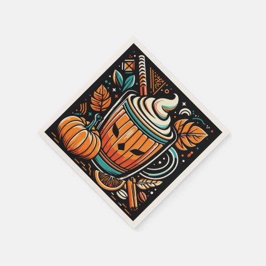 Serviette En Papier Citrouille Spice Latte Halloween Design (Coin)