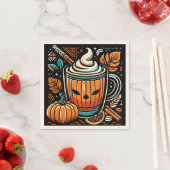 Serviette En Papier Citrouille Spice Latte Halloween Design (En situation)