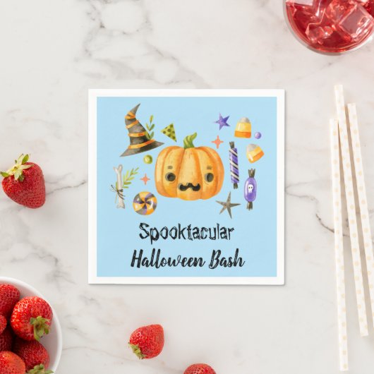 Serviette En Papier Citrouille Spooktacular Halloween Bash Party Bleu (En situation)