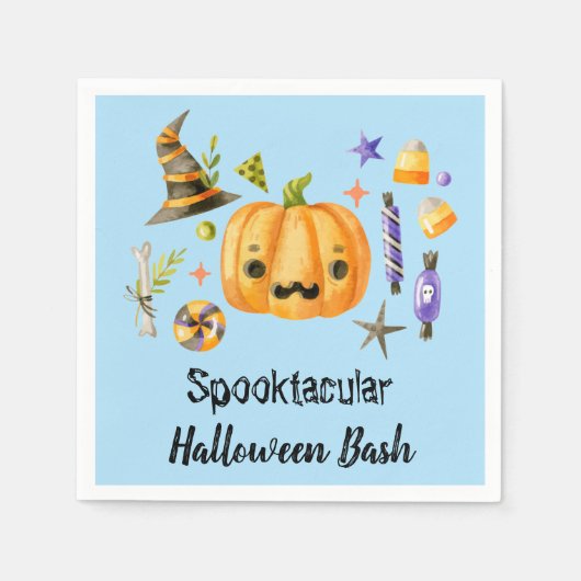 Serviette En Papier Citrouille Spooktacular Halloween Bash Party Bleu (Devant)