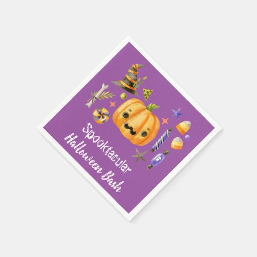 Serviette En Papier Citrouille Spooktacular Halloween Bash Party viole (Coin)