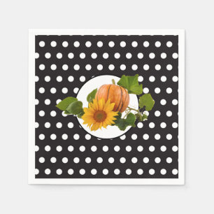 Serviette En Papier Citrouille & Sunflower Polka Dot Thanksgiving