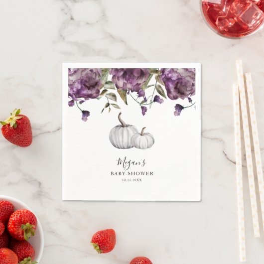Serviette En Papier Citrouille violet Rustique Baby shower automne (En situation)