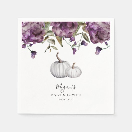 Serviette En Papier Citrouille violet Rustique Baby shower automne (Devant)