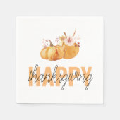 Serviette En Papier Citrouilles d'aquarelle et Bon thanksgiving orange (Devant)