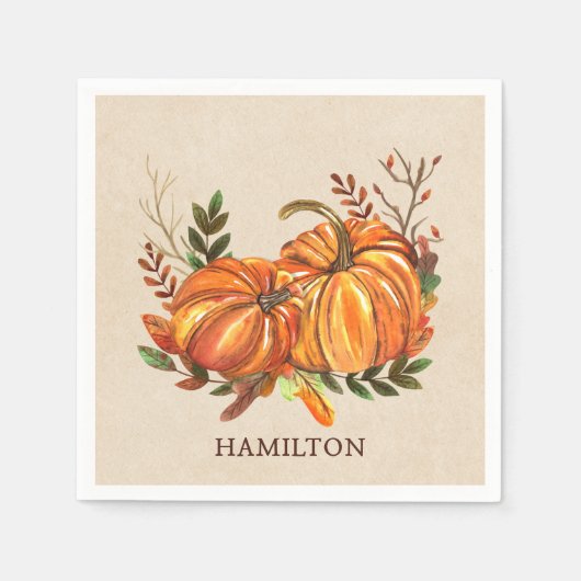Serviette En Papier Citrouilles d'automne (Devant)